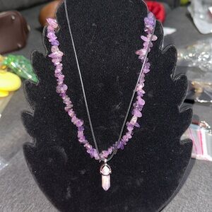 Amethyst Necklace Set Crystal and Beaded